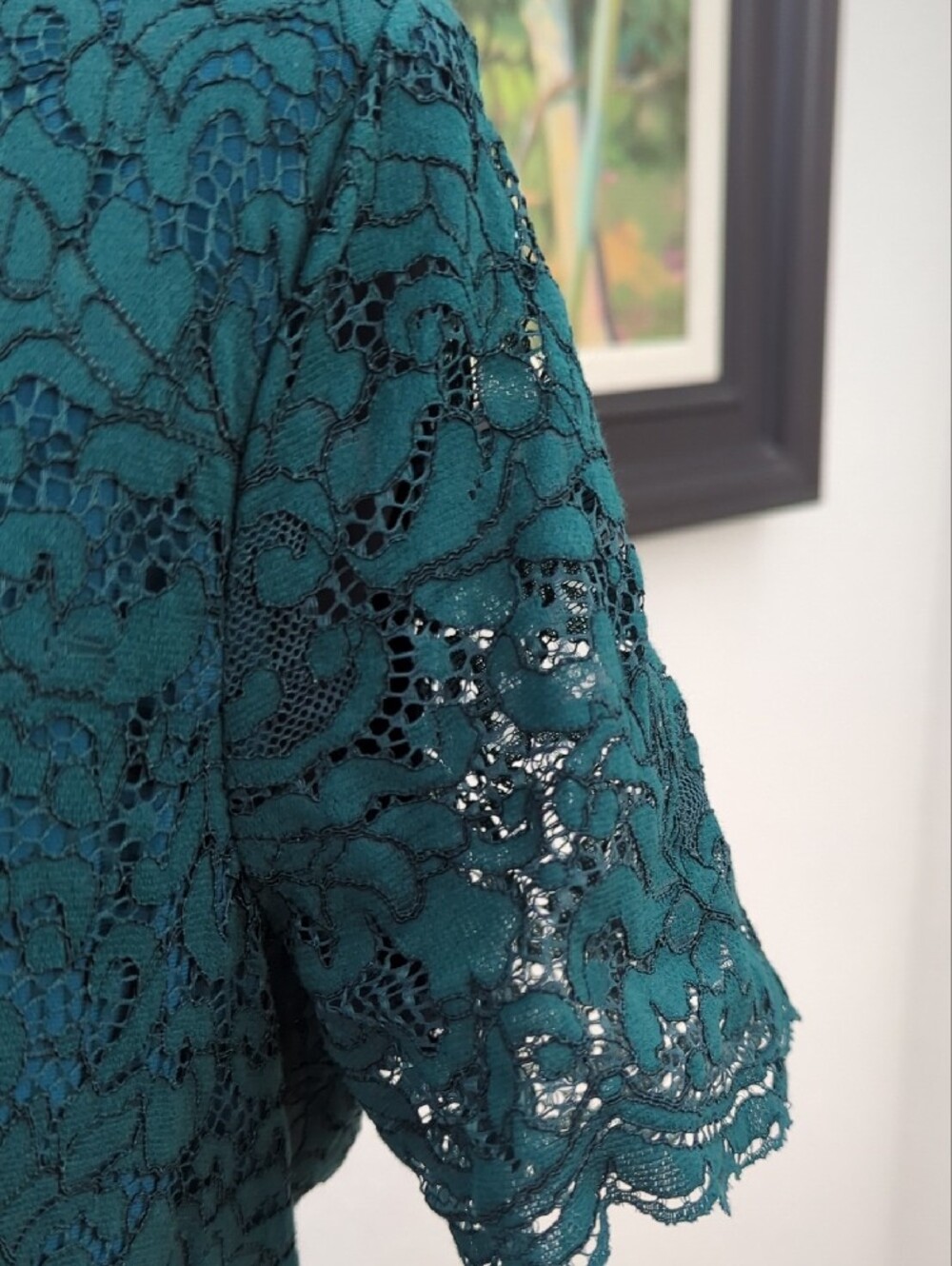 Women's Ralph Lauren Dark Teal Lace V-Neck Dress - Picture 2 of 8